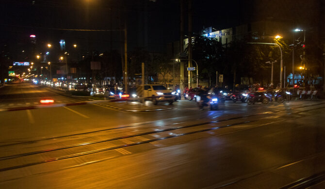 Bangkok Railroad Crossing at Night Photo by Sebastian Motsch