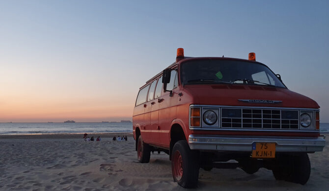 Dodge Van MOWAG 4x4 at the Beach Sunset in Scheveningen Drive-by Snapshots by Sebastian Motsch