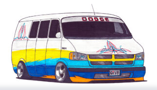 Dodge RAM Van Custom Drawing by Sebastian Motsch 1998